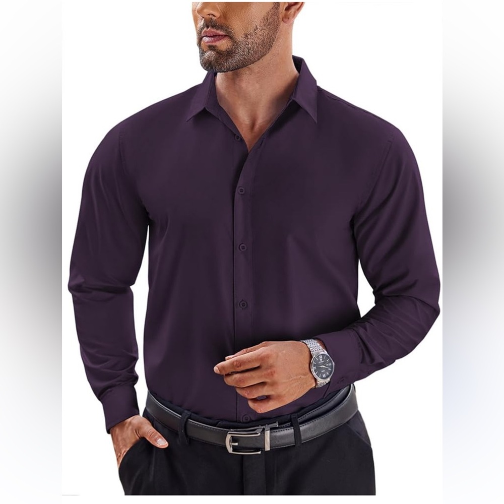 Express Purple Slim Fit Dress Shirt